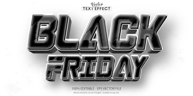 Black friday effetto testo argento modificabile e stile testo nero lucido