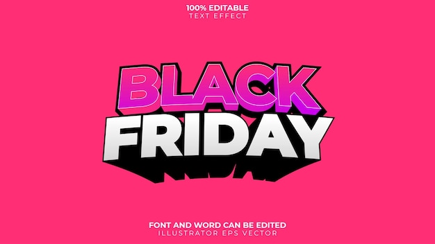 Black friday text effect completamente modificabile vettoriale