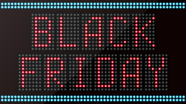 Vector black friday text on led digital panel sign board