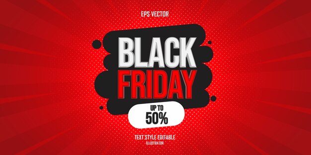 Vector black friday text style effect whit discount details