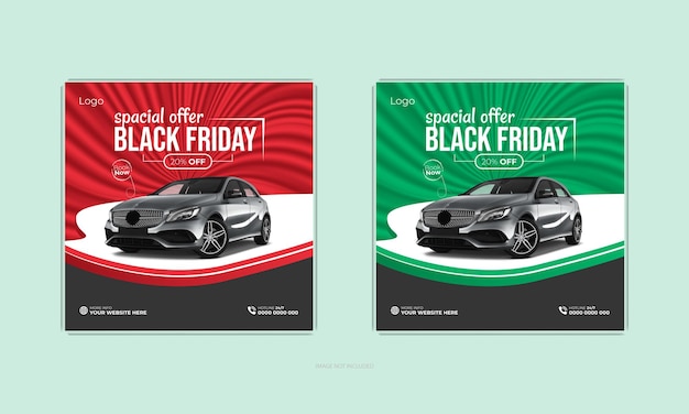 Black friday tow color car rental service post design template