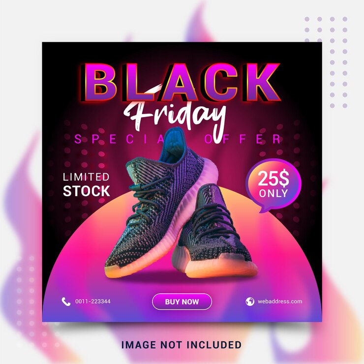 Black friday trendy creative dynamic sales social media banner post template