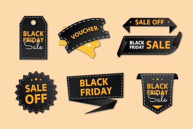 Vector black friday-uitverkoop black label-set