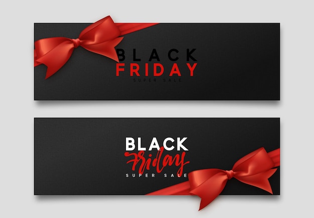 Black Friday-uitverkoop. Horizontale banners, webposter. Reclameposter. vectorillustratie.