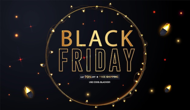 Black Friday-uitverkoopbanner met geschenken en ballonnen