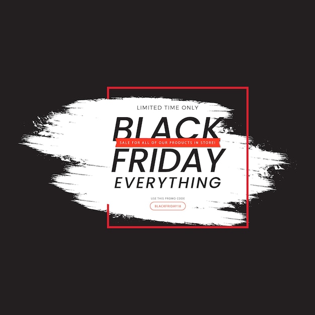 Black Friday-uitverkoopbanner met witte penseelstreeksamenvatting