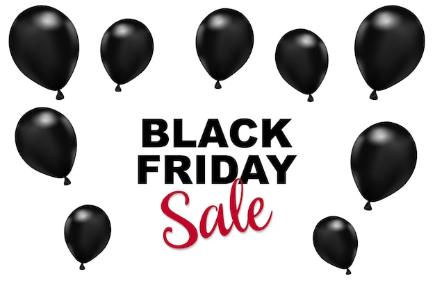 Black Friday verkoop achtergrond ballonnen met op een witte achtergrond creatief concept banner ontwerp Black Friday viering kopie ruimte tekstgebied geschikt in gebruik voor sjabloonontwerp brochure banner