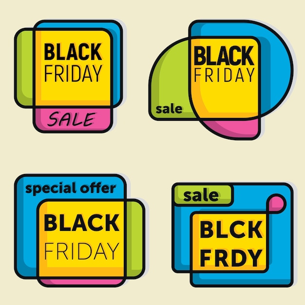 Black friday-verkoop geplaatste banners. vector illustratie.