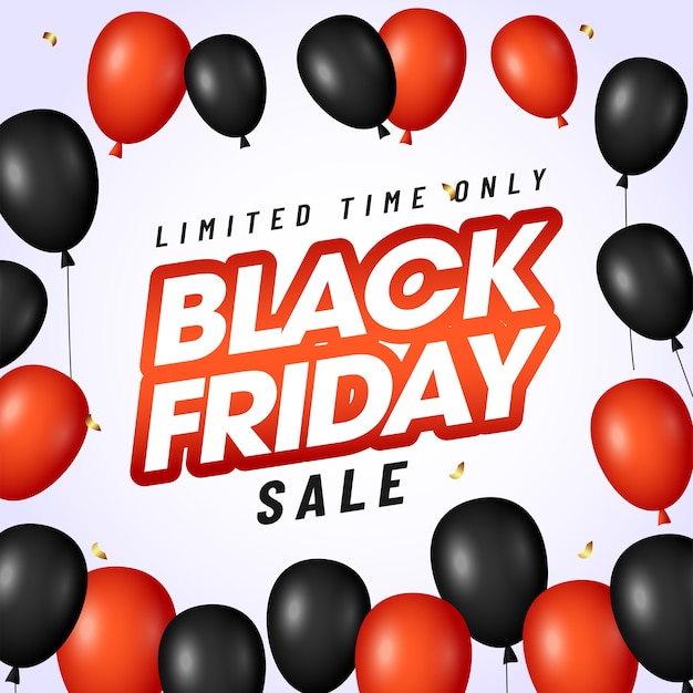 Black Friday verkoop posterontwerp met glanzende ballonnen versierd