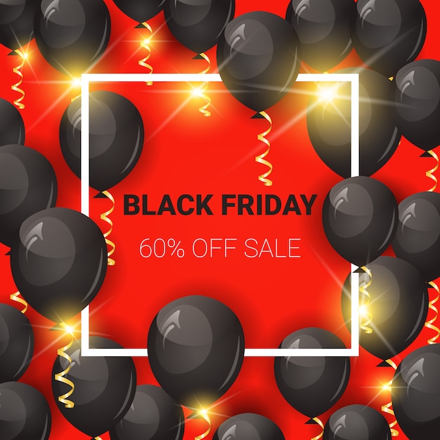 Black Friday-verkoop Vierkante Banner met Luchtballons