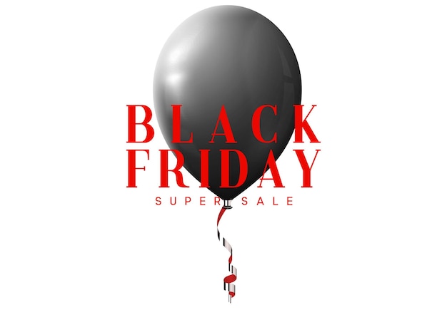 Black Friday-verkoopachtergrond met helium realistische ballonnen. vectorillustratie