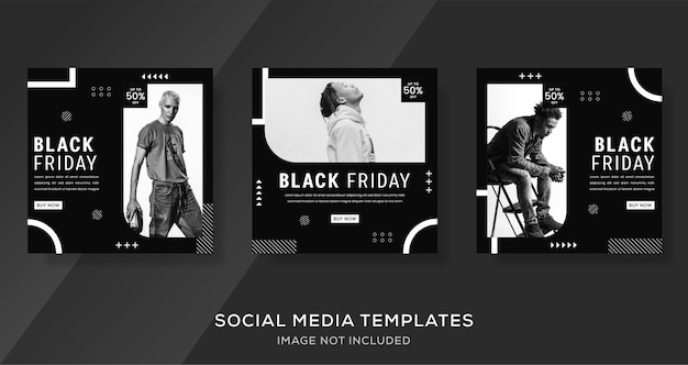 Black friday-verkoopbanner instagram post met zwart-witte kleur.