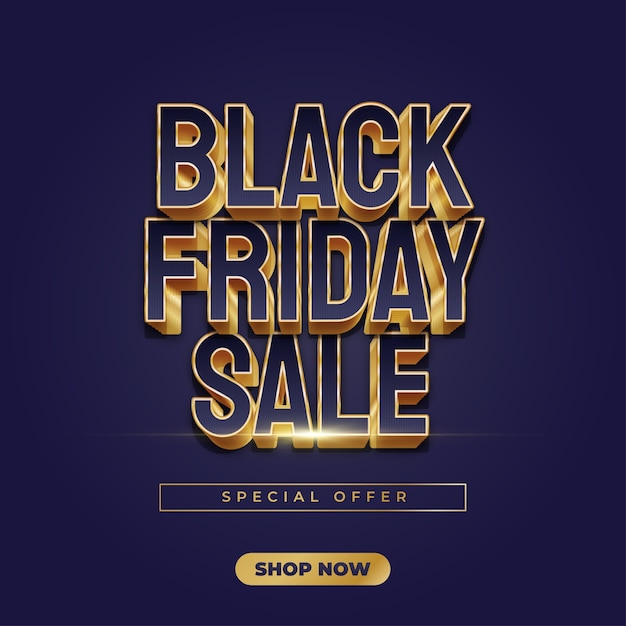 Black friday-verkoopbanner met blauwe en gouden tekst in elegante stijl