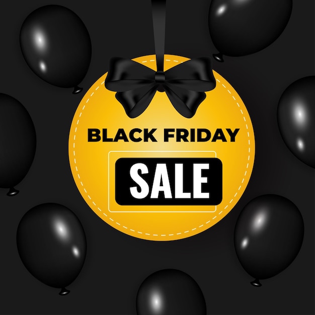 Black Friday-verkoopbanner met gele ballonnen. Postsjabloon voor sociale media.