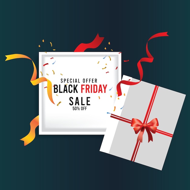 Black Friday-verkoopbanner met geschenkdoos