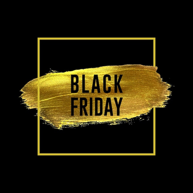 Black friday-verkoopbanner met gouden borstel en frame