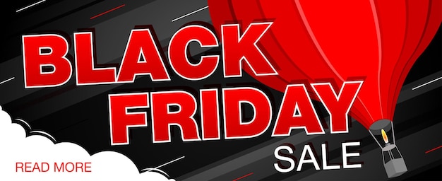 Vector black friday-verkoopbanner met luchtballon black friday-webbanner