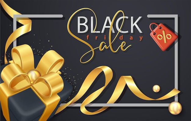 Black friday-verkoopbannerpromotie met geschenkdoos