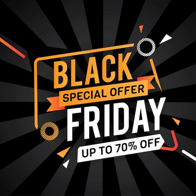 Vector black friday-verkoopbannersjabloon voor promotie op sociale media met inzoomeffect