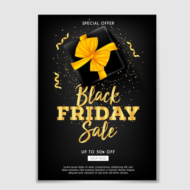 Black friday-verkoopbrochure met gift