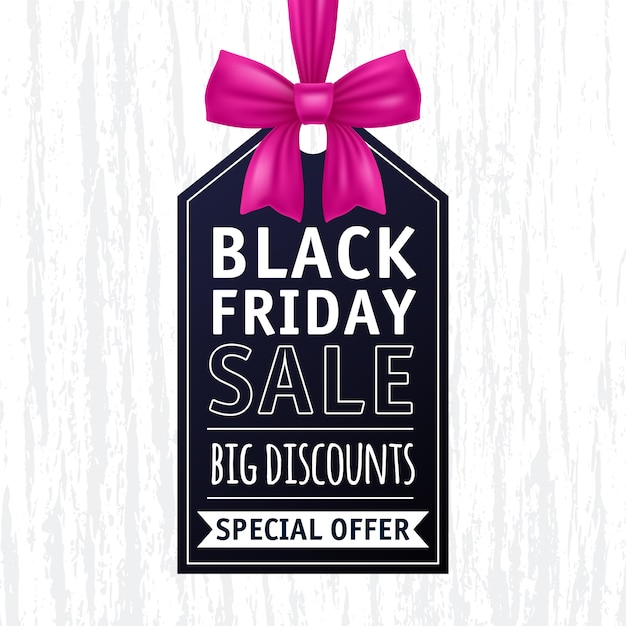 Black friday-verkoopmarkering met roze boogillustratie.