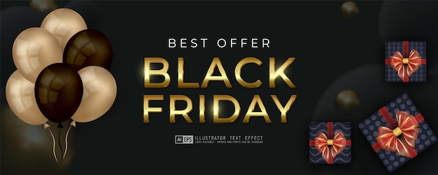 Black friday vertical banner with realistic balloon template