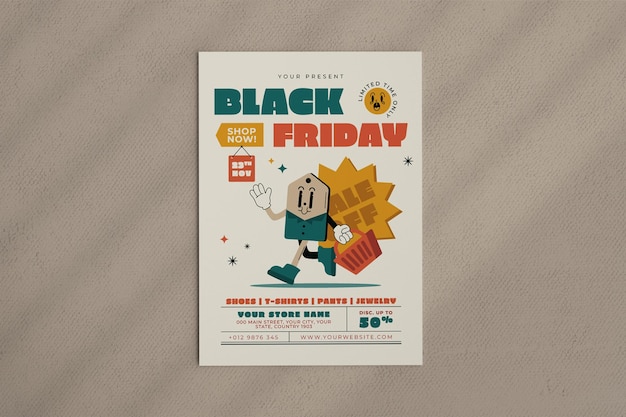 Vettore modello di poster verticale per il black friday