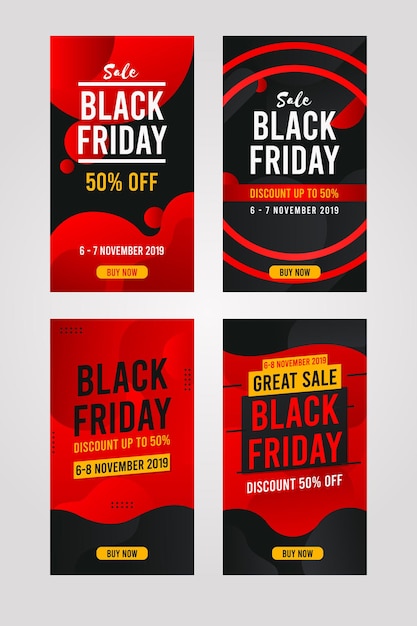 Vector black friday verticale banner, social media pack-collectie, instagram-verhaalsjabloon