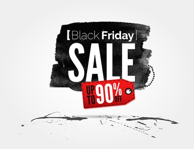 Bandiera dell'acquerello del black friday con schizzi di inchiostro