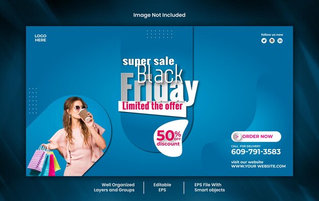 Black friday web banner vector template