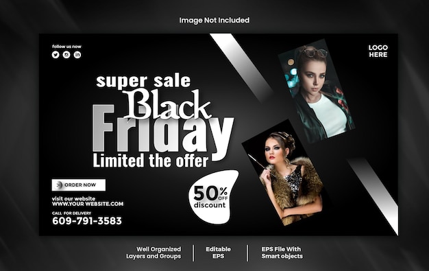 Vector black friday web banner vector template