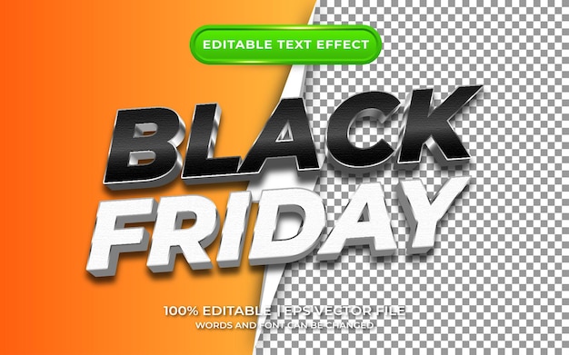 Black friday with transparent background editable text effect template style