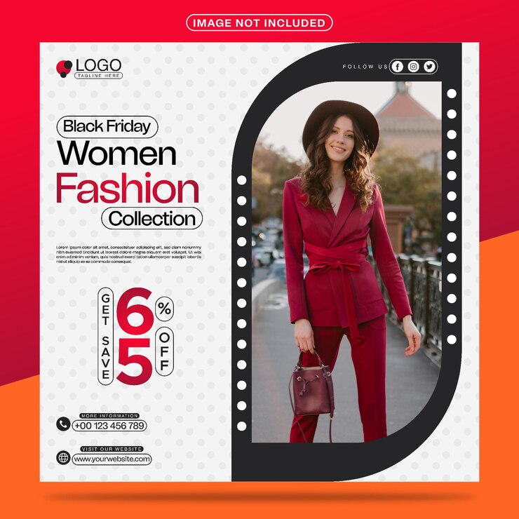 Vector black friday women fashion collection social media post template design