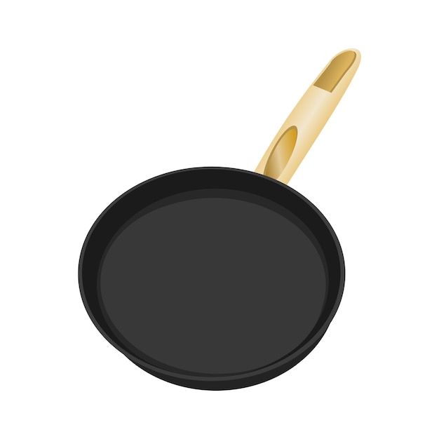 Vector black frying pan isolated on white background realistic vector illustration