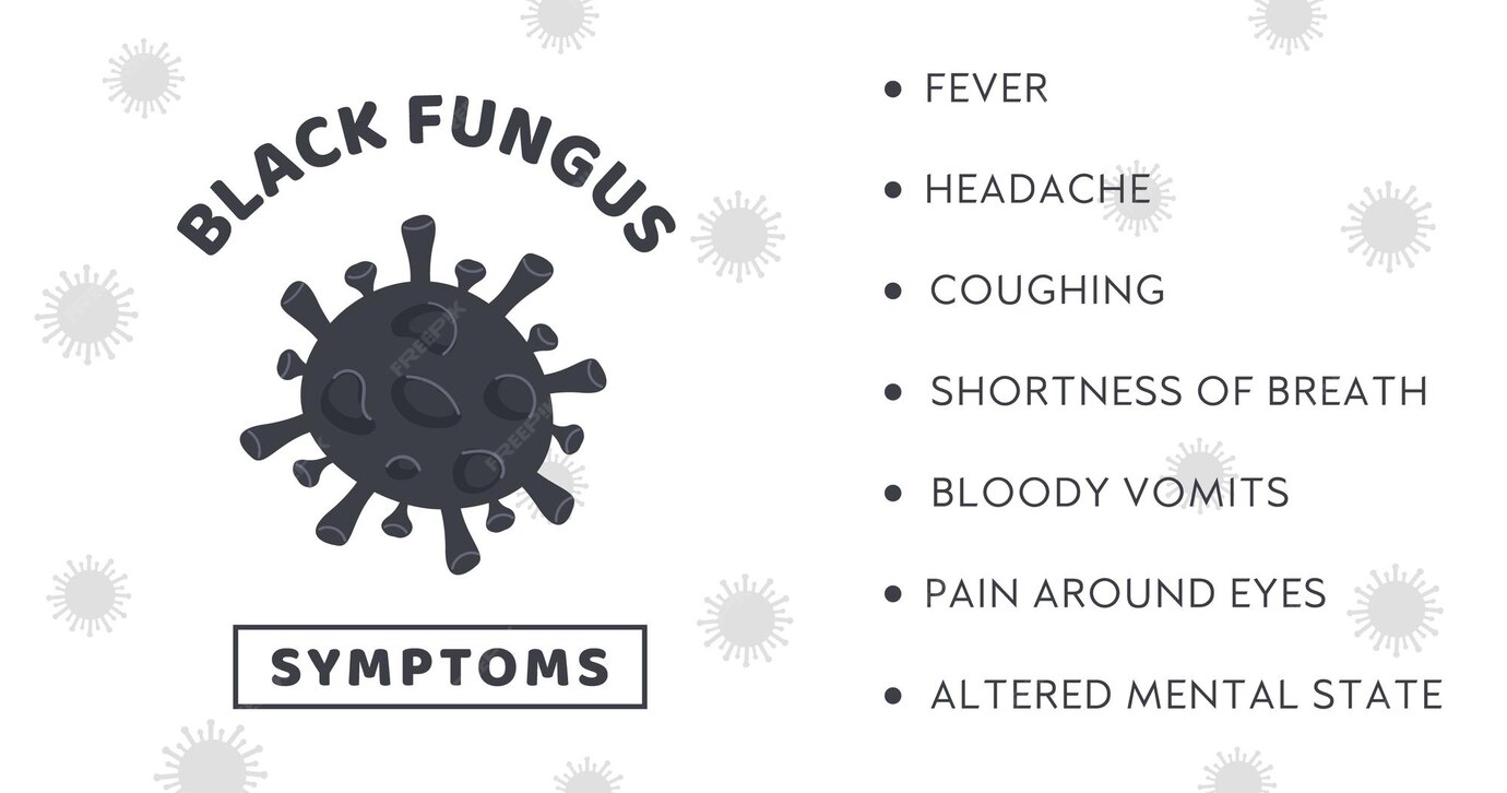 Premium Vector Black fungus outbreak infographic banner with symptoms