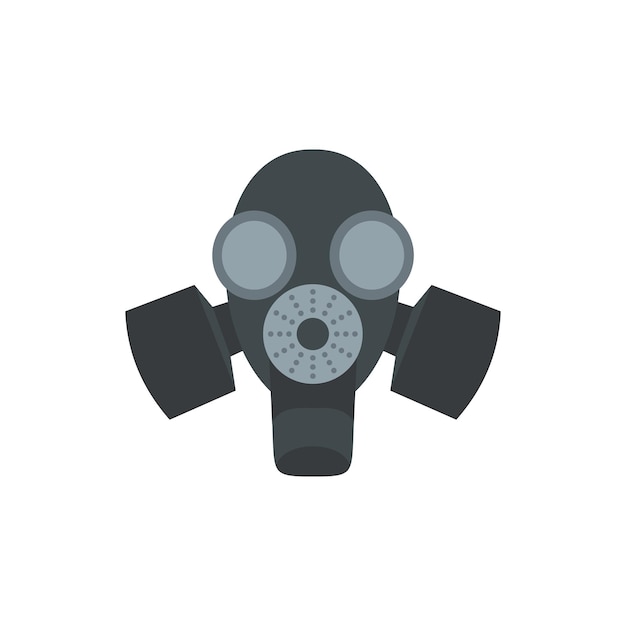 Black gas mask icon in flat style on a white background