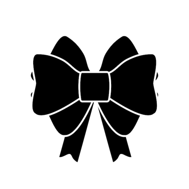 휴일 선물을 장식하기 위한 리본이 있는 검은색 선물 활 아이콘 포장 선물 아이콘
