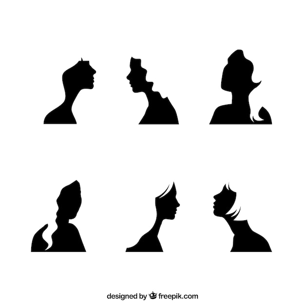 Vector black girl face silhouettes 