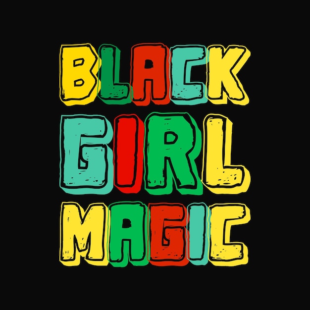 Vector black girl magic lettering for tshirt design