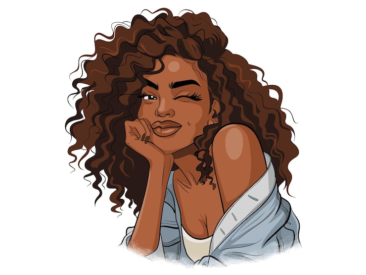 Vector black girl magic winking afro empowerment design