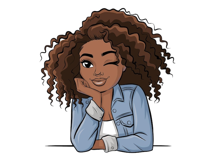 Vector black girl magic winking afro empowerment design