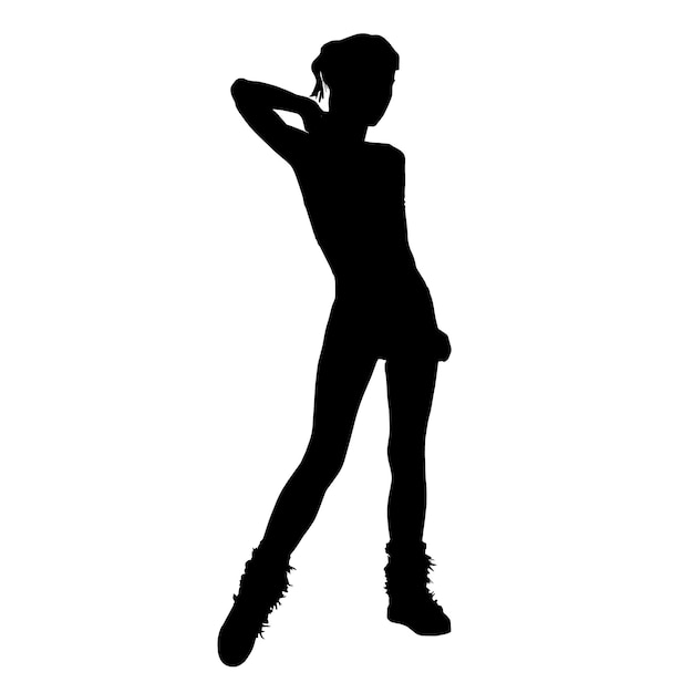 Vector black girl silhouette girl on a white background