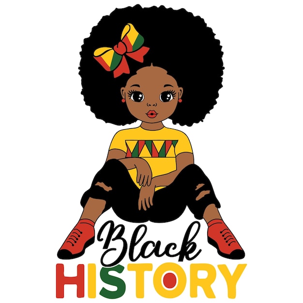 Vector black girl vector black history month tshirt design free vector