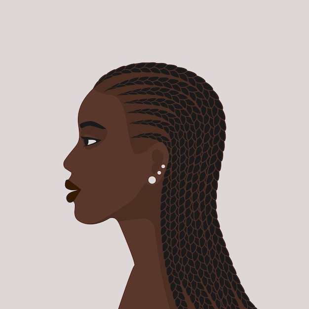 Vector black girl with african braiding hairstyle