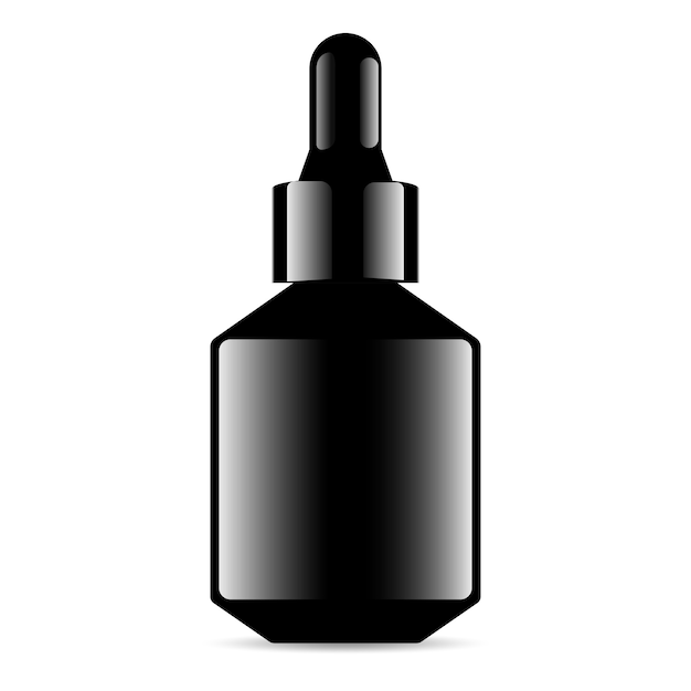 Black glass dropper bottle. medical vial container