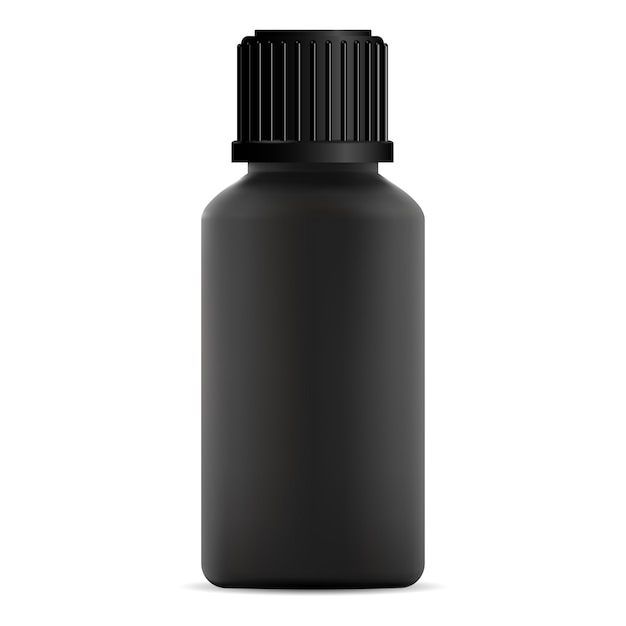 Black glass medical bottle with screw lid