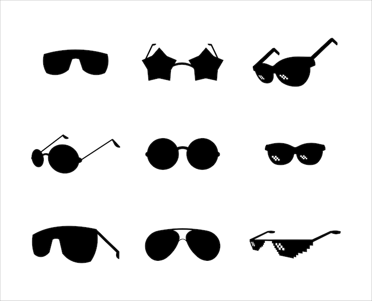 Vector 白い背景に分離された黒メガネ コレクション