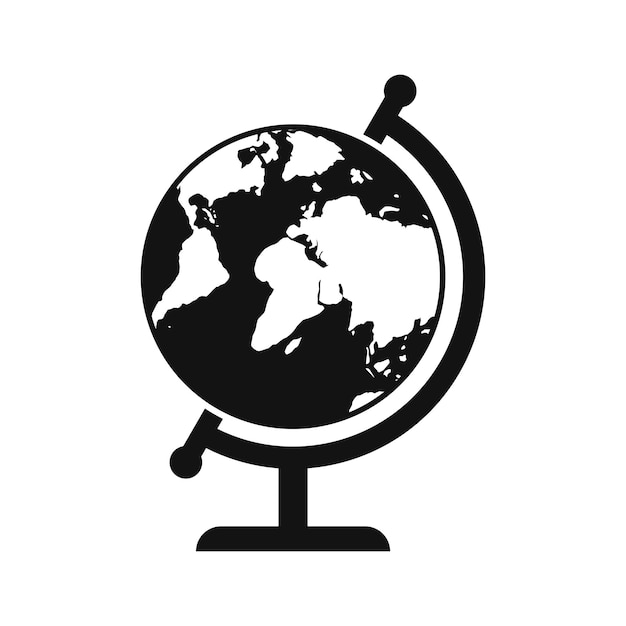 Black globe icon isolated on white background