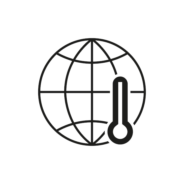 Black globe thermometer icon. Vector illustration.