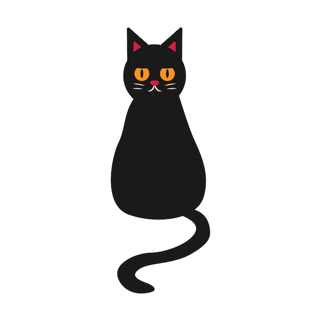 Чёрный хмурый кот сидит